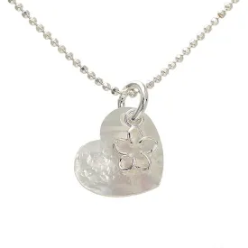 Sterling Silver Floating Plumeria and Shell Heart Pendant (Chain Sold Separately)