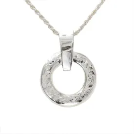 Sterling Silver Hawaiian Scroll Circle Pendant (S/L) (Chain Sold Separately)