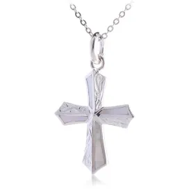 Sterling Silver Hawaiian Scroll Cross with Mother-of-Pearl Inlay Pendant (Chain Sold Separately)