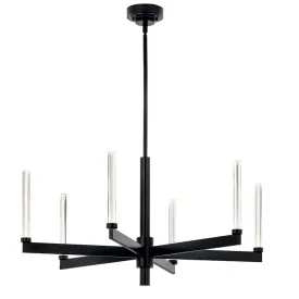 Sycara 36" 6-Light LED Chandelier, Black Finish