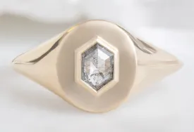 The Salt and Pepper Hexagon Diamond Signet Ring