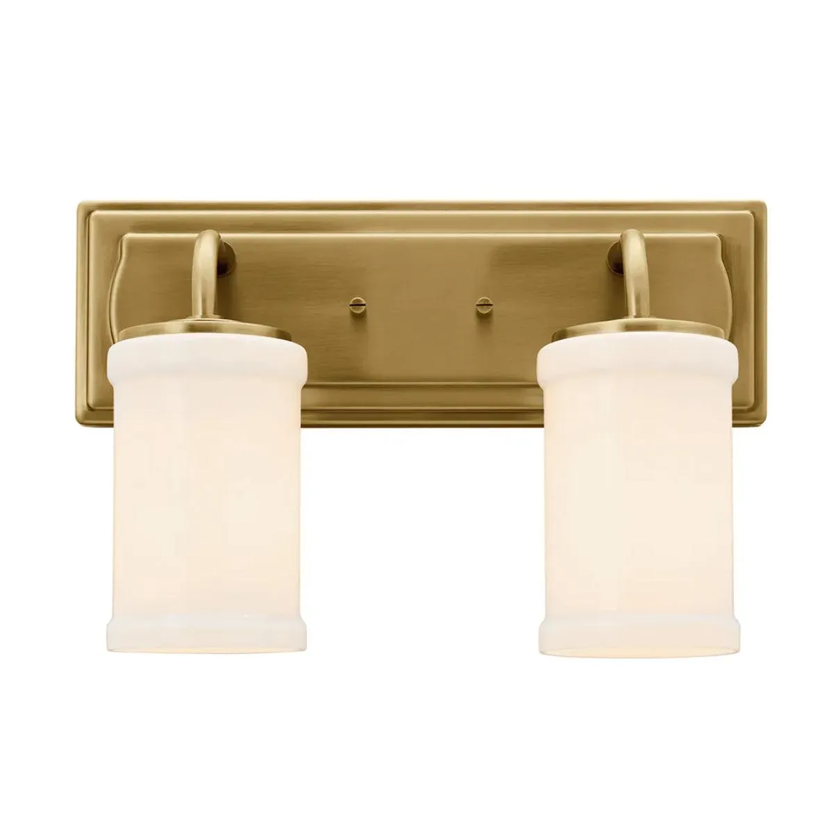 Vetivene 15 In 2-Lights Bathroom Vanity Light With Opal Glass, Gold Finish