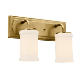 Vetivene 15 In 2-Lights Bathroom Vanity Light With Opal Glass, Gold Finish