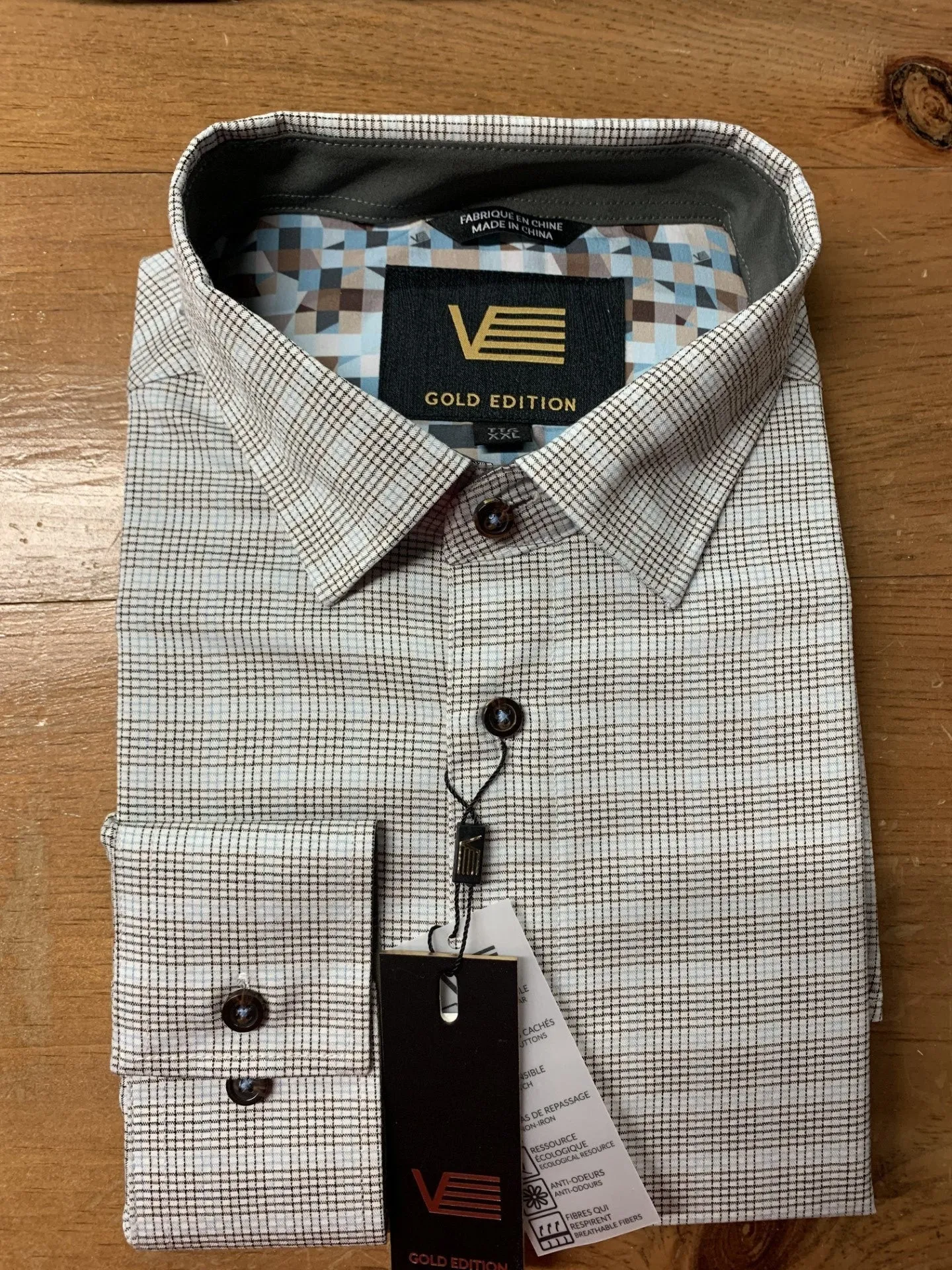 VINCENT D'AMERIQUE WHITE CHECK DRESS SHIRT L/S