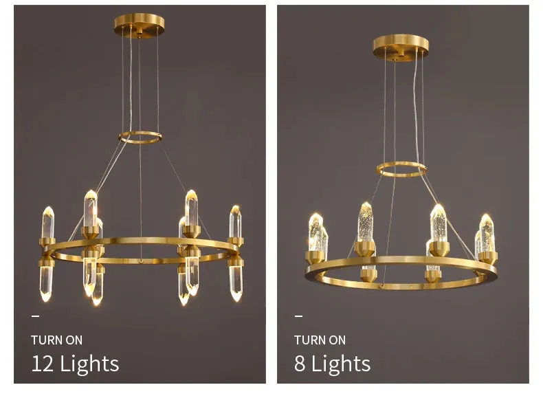 WP Modern Copper Crystal Chandelier Creative Golden Hanging Lamp