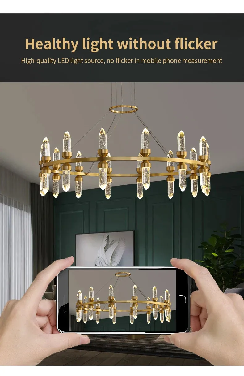 WP Modern Copper Crystal Chandelier Creative Golden Hanging Lamp