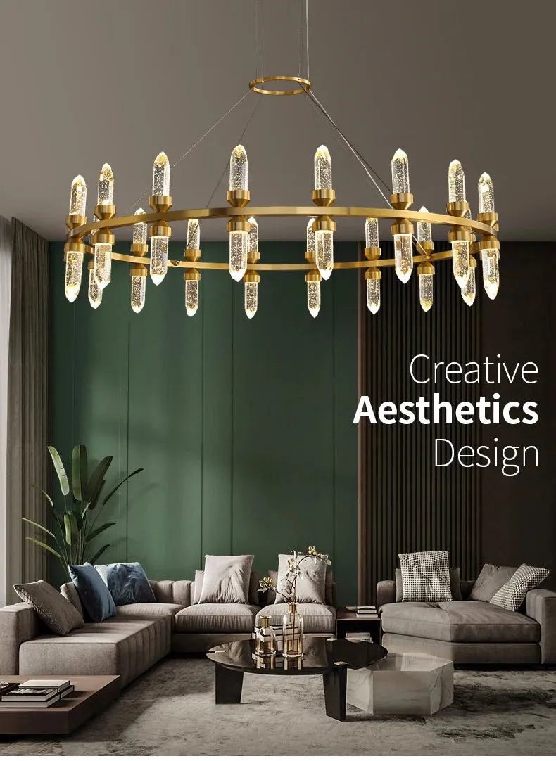 WP Modern Copper Crystal Chandelier Creative Golden Hanging Lamp