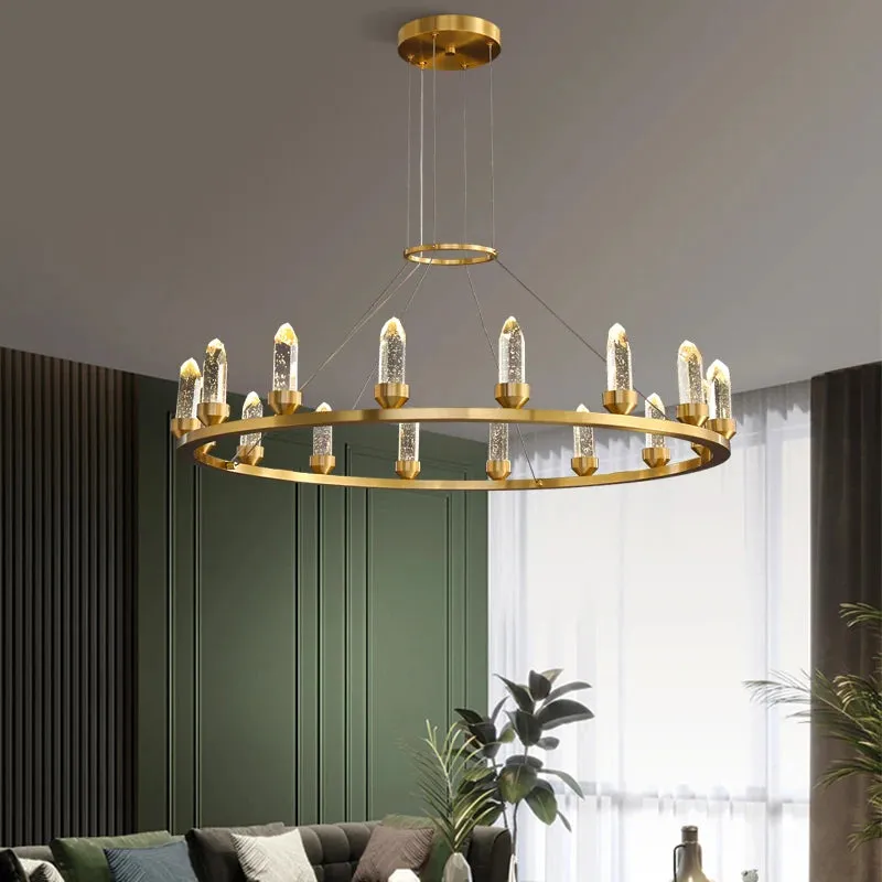 WP Modern Copper Crystal Chandelier Creative Golden Hanging Lamp