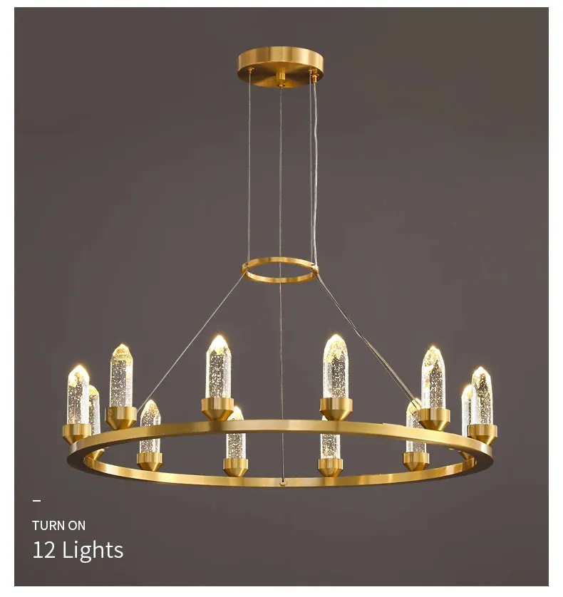 WP Modern Copper Crystal Chandelier Creative Golden Hanging Lamp