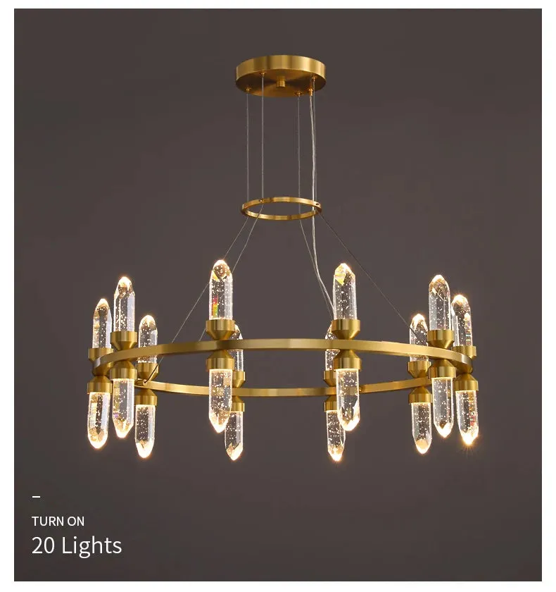 WP Modern Copper Crystal Chandelier Creative Golden Hanging Lamp