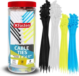 XFasten Cable Ties | Multicolor | 8" & 12" | 200 Pieces